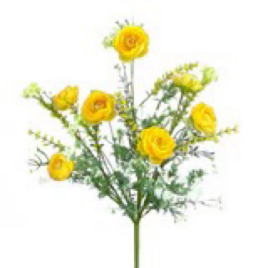 21" Yellow Ranunculus Filler Bush - CancreekDesigns