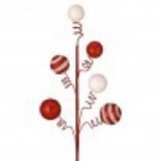 23 inch glitter, fall spray, red white - CancreekDesigns