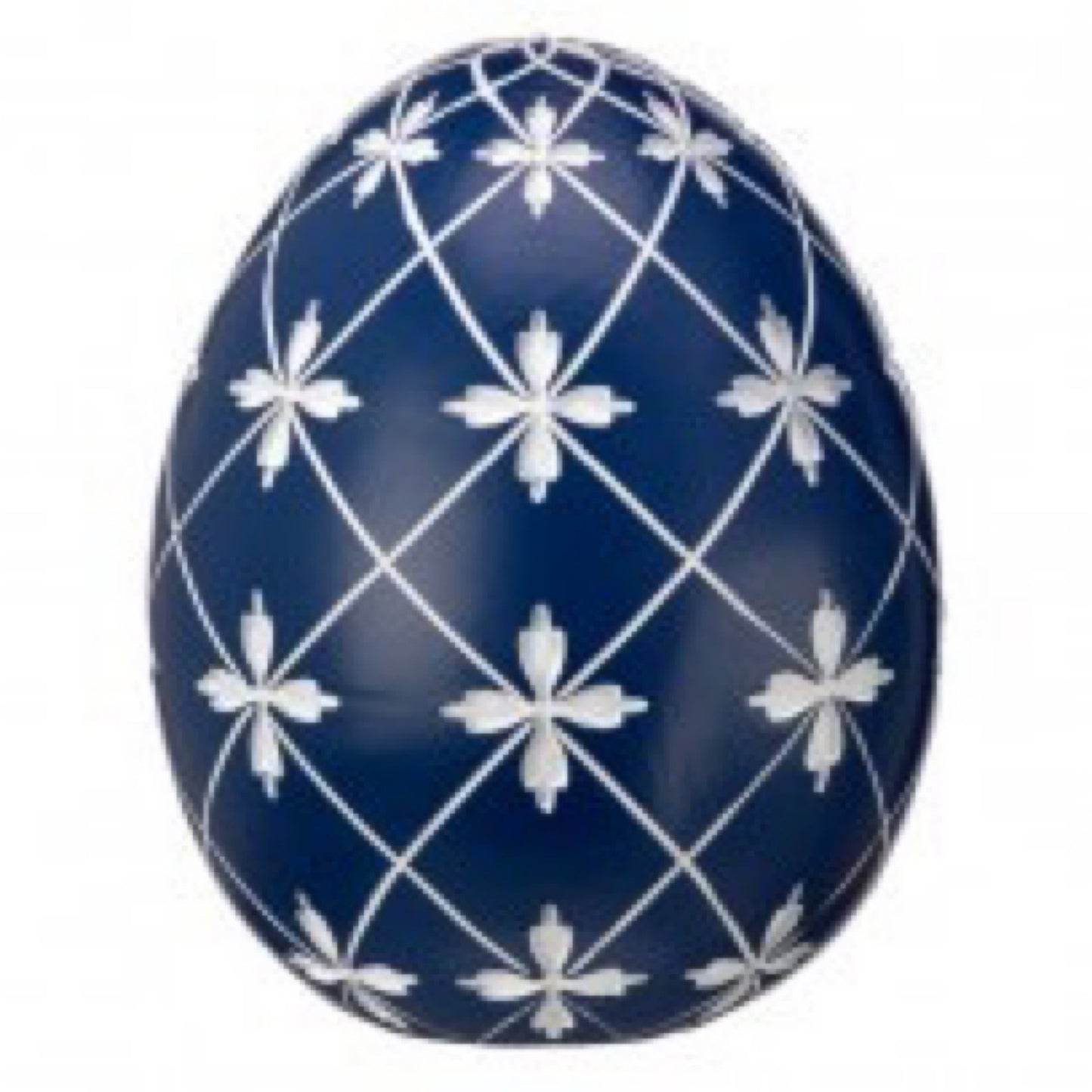 Resin lattice cross egg 5”; dark blue - CancreekDesigns