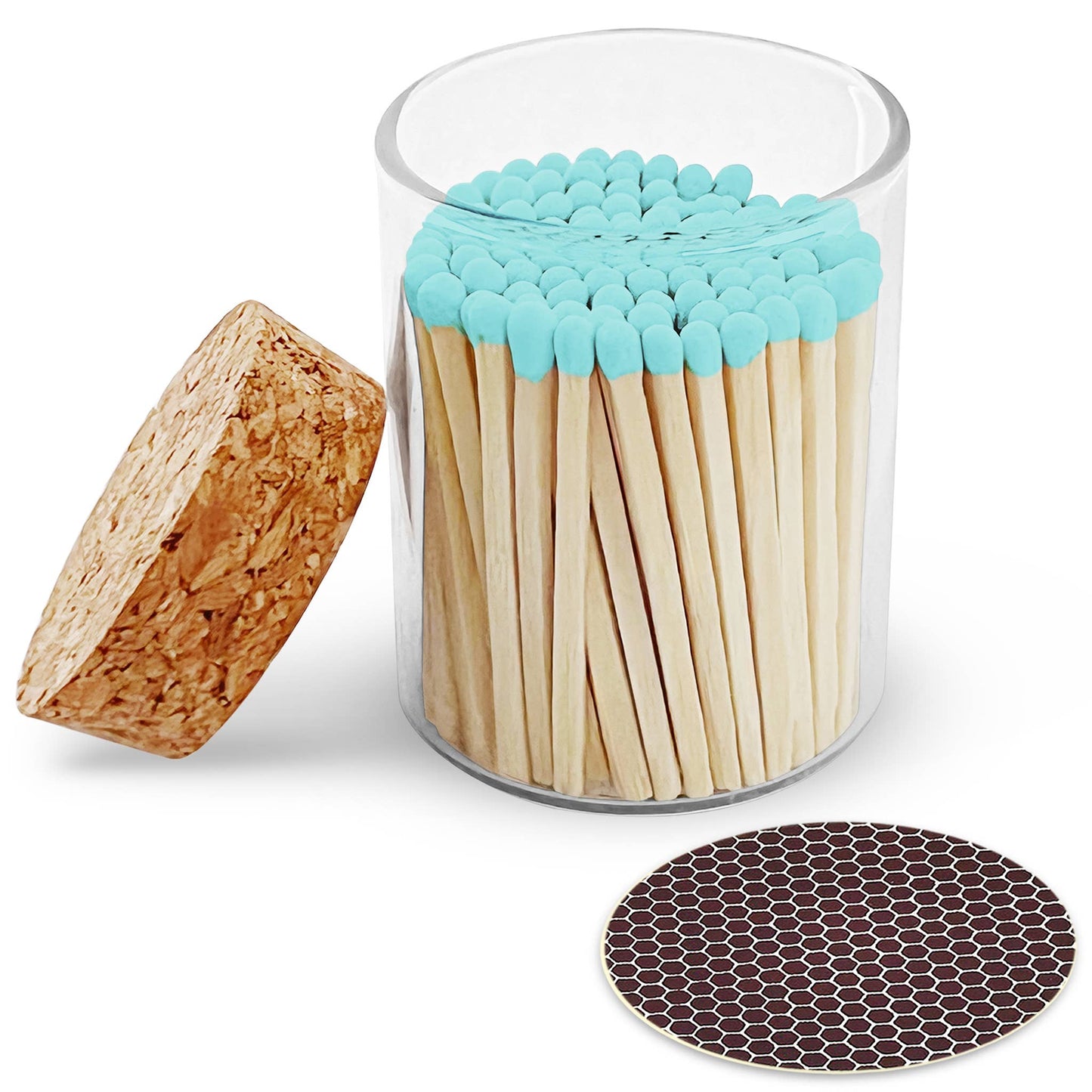 Thankful Greetings - 2" Matches in Cork Top Jar - Colors of Your Choice: Light Blue - CancreekDesigns