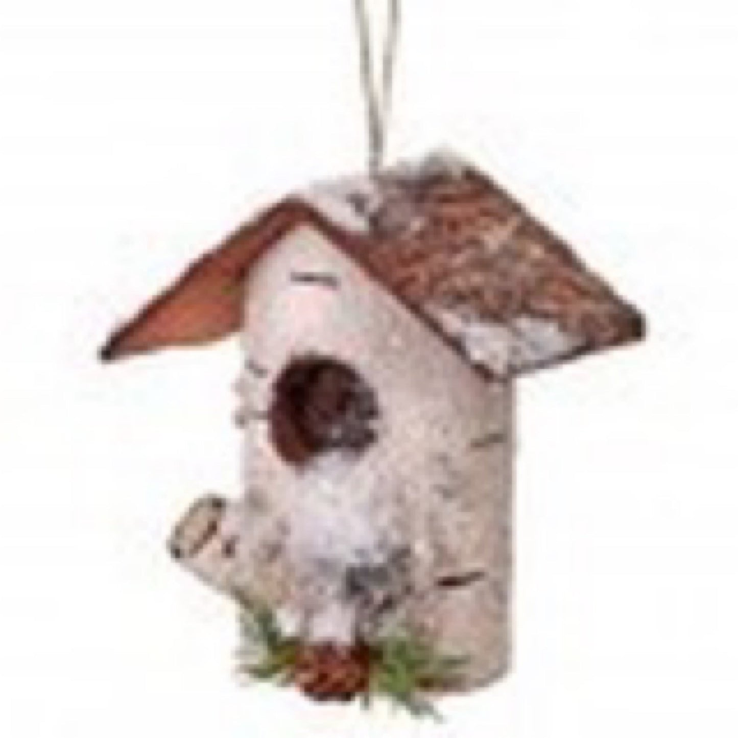 7" FAUX BIRCH LOG BIRDHOUSE ORNAMENT - CancreekDesigns
