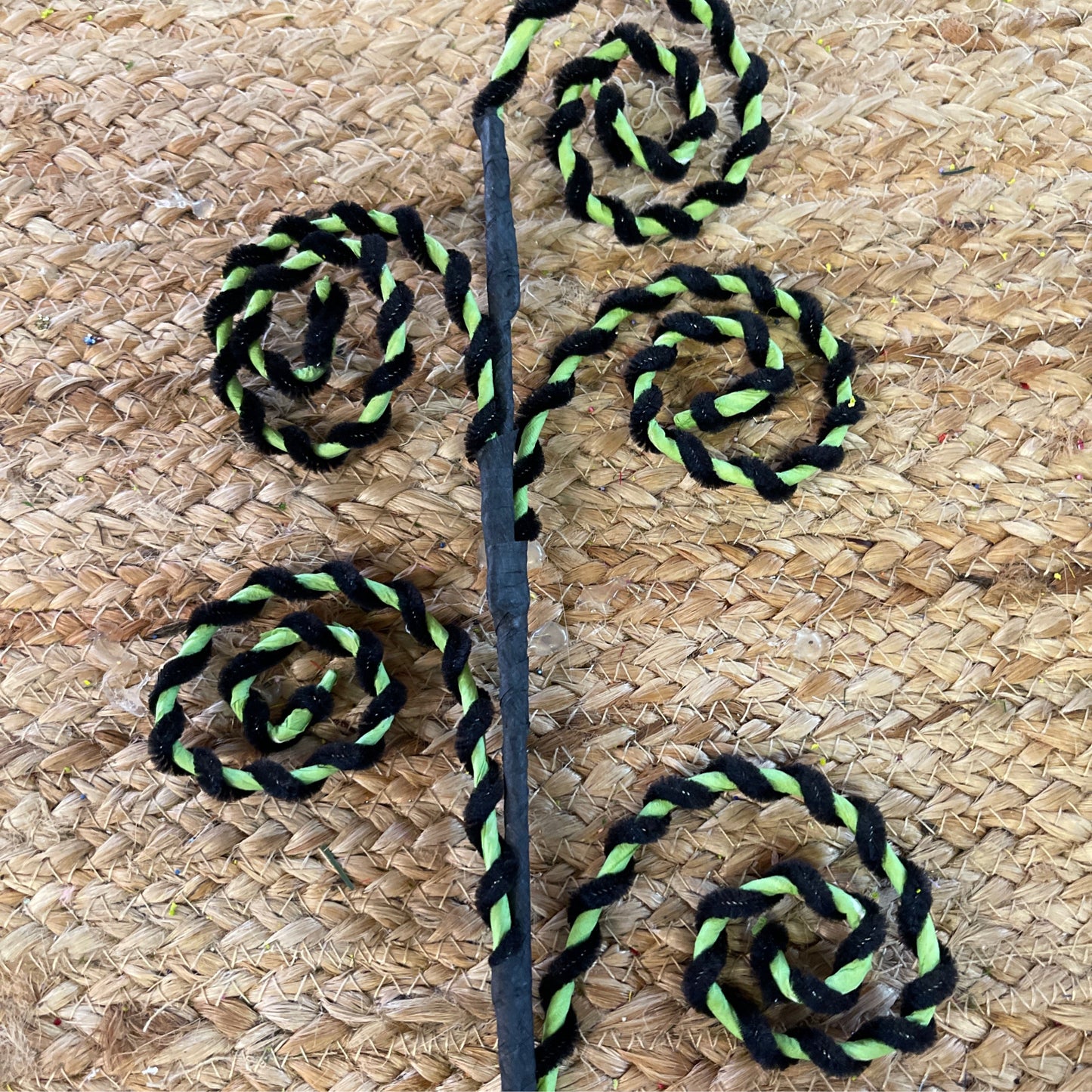 Chenille green curly spray - CancreekDesigns