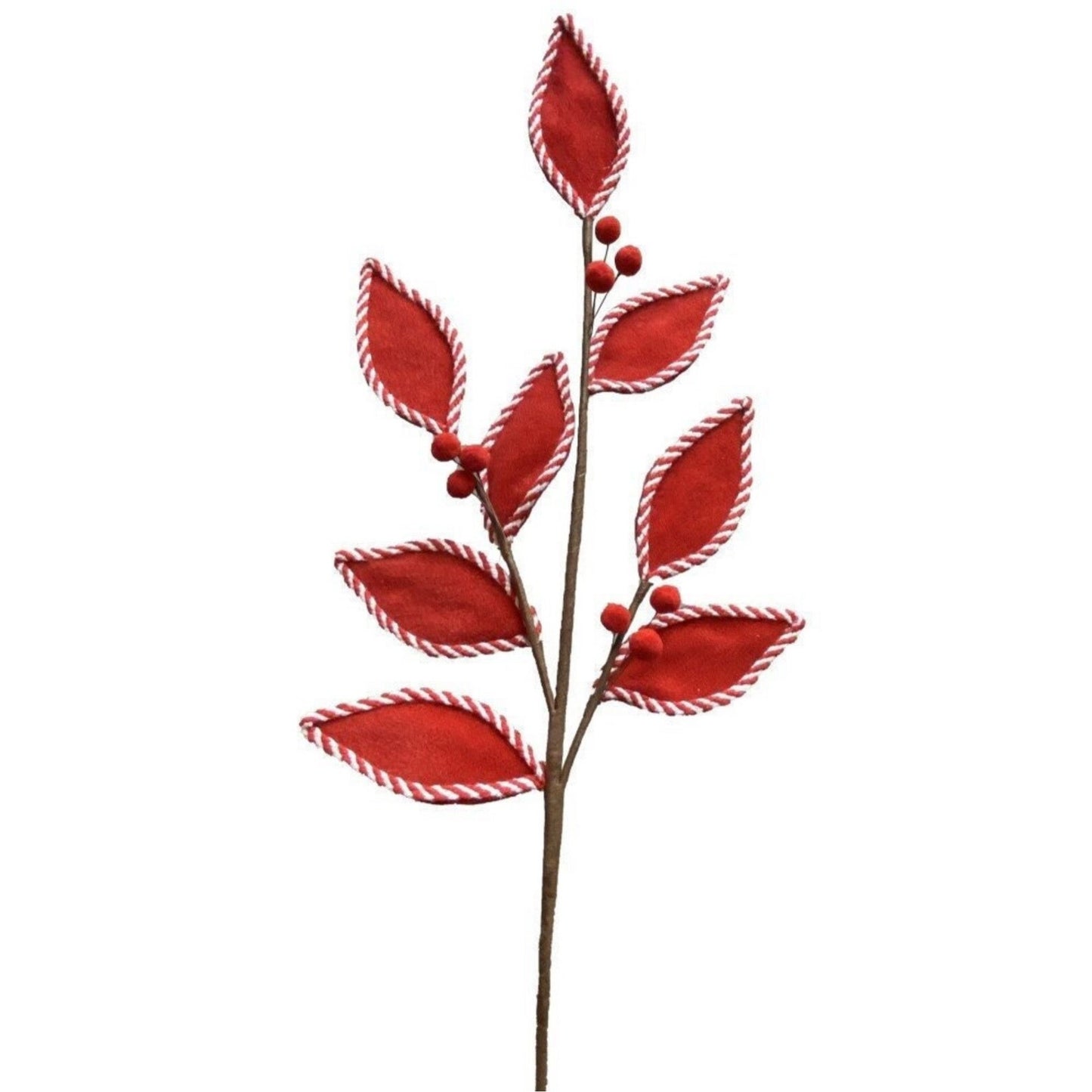 Red and white felt leave spray - CancreekDesigns