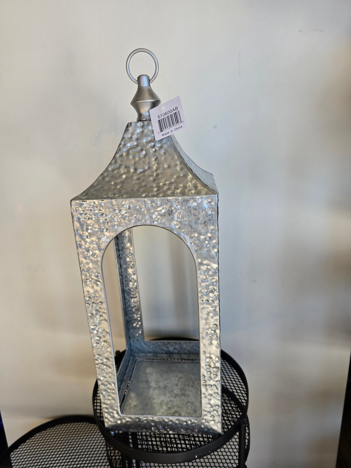Hammered, silver Artisan lantern 19HX7D (large)