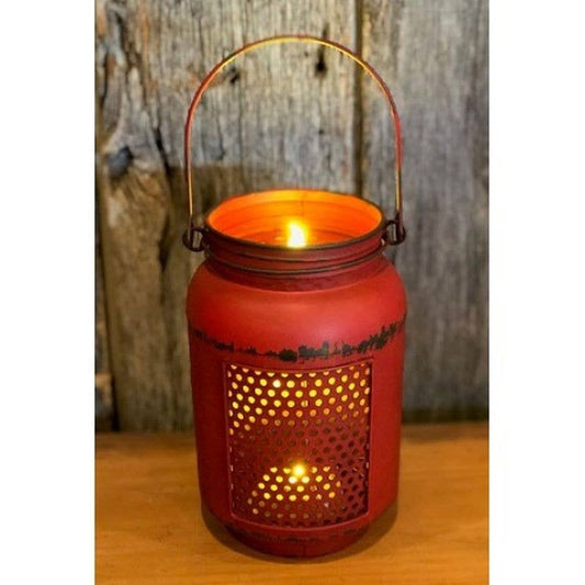 Red Dist LED Mason Jar Light-Large
