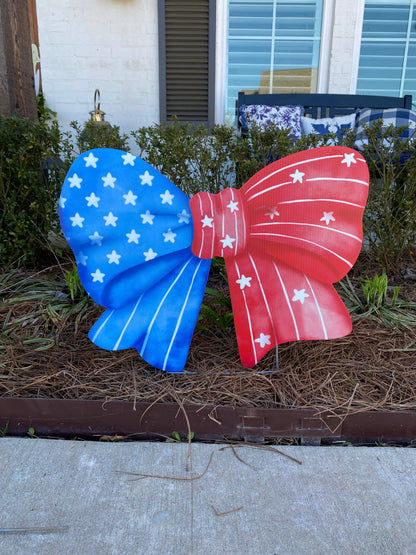 Red White and Blue BOW: Flower Pot