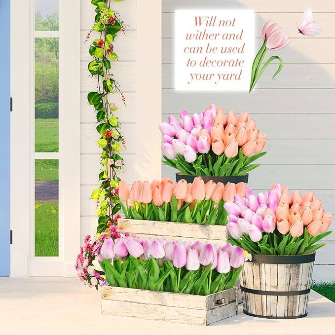 Real Touch Artificial Tulip Flower (Purple & Pink)