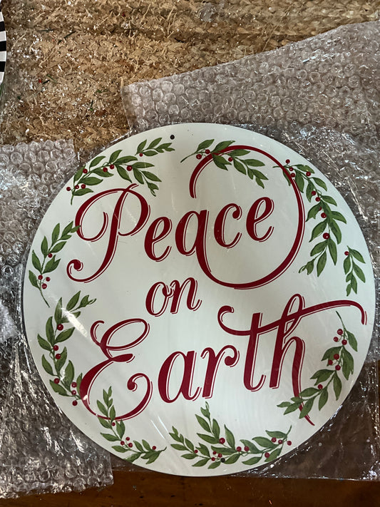 Metal Peace On Earth Sign