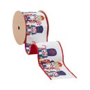4" Wired Reversible Dupioni Ribbon | Printed Nutcracker with Red Backing | 10 Yard Roll
