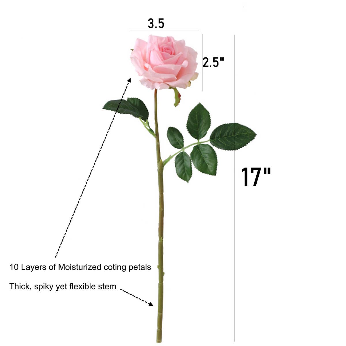 17"-Real Touch Artificial Ingrid Bergman garden Rose : Champagne