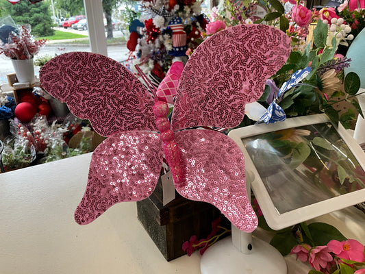 11” Sequin Butterfly Pick: Pink