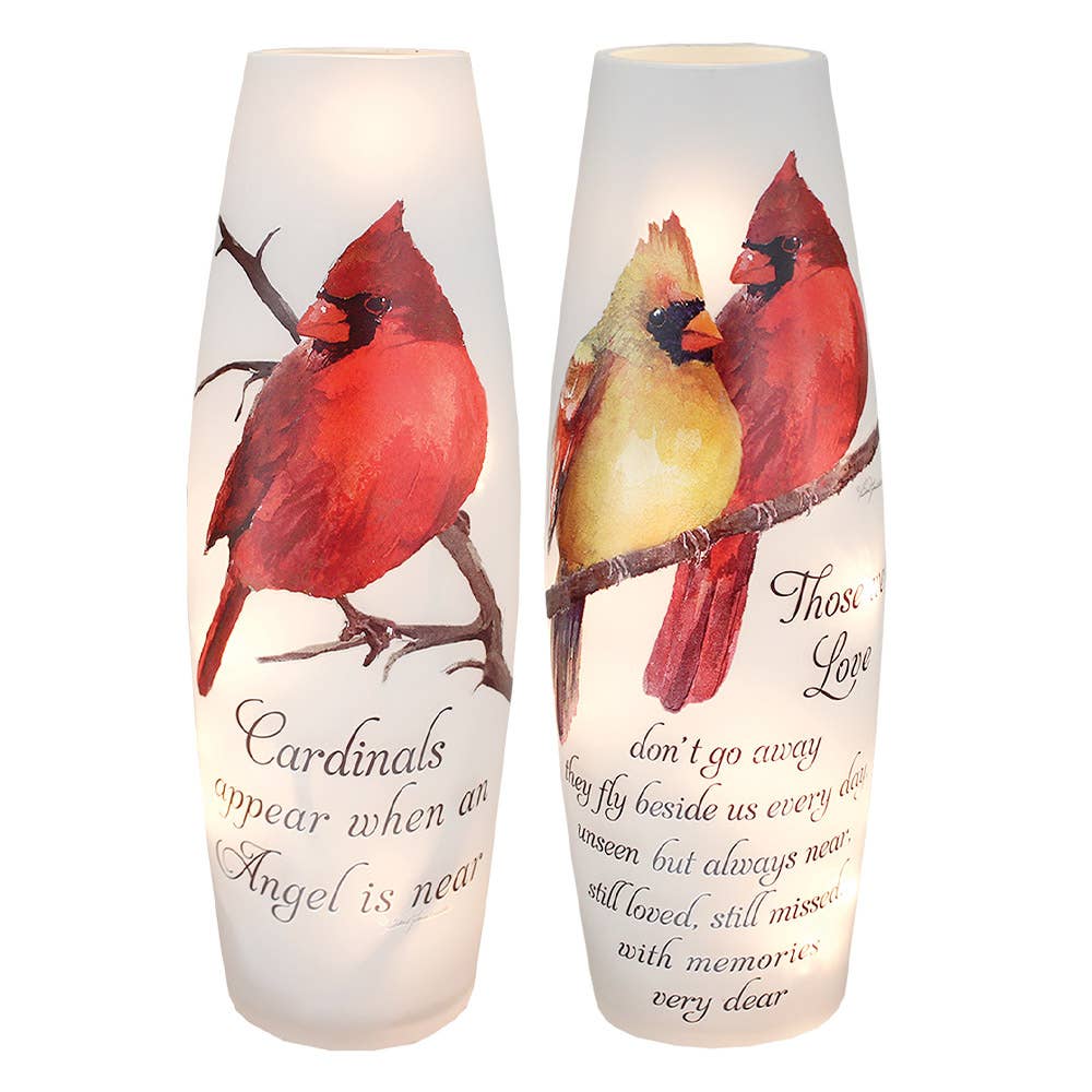 Angel Cardinals Pre-Lit Lg Vase