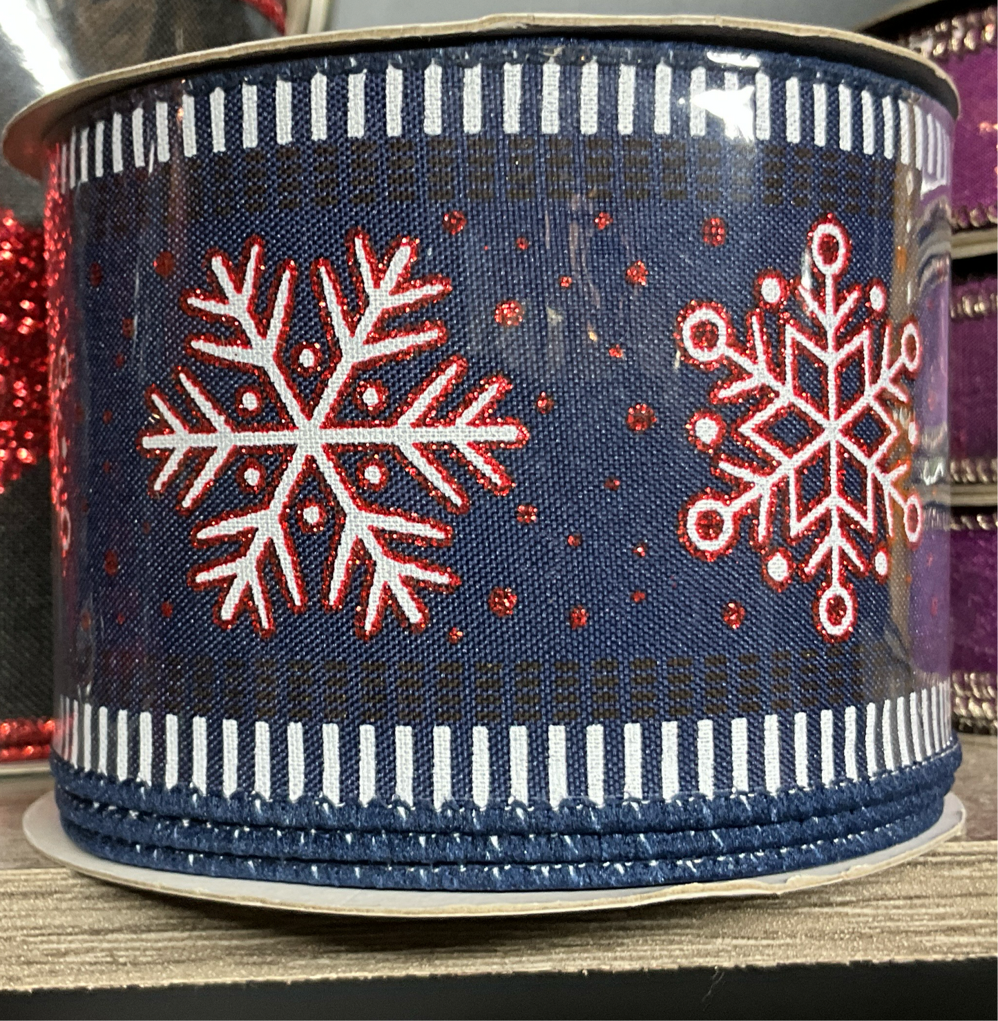 Blue With Snowflakes 2.5 X 10 Yds