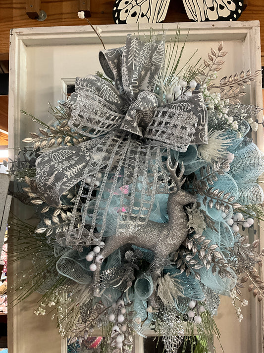 Silver Deer Winter Wreath - CancreekDesigns