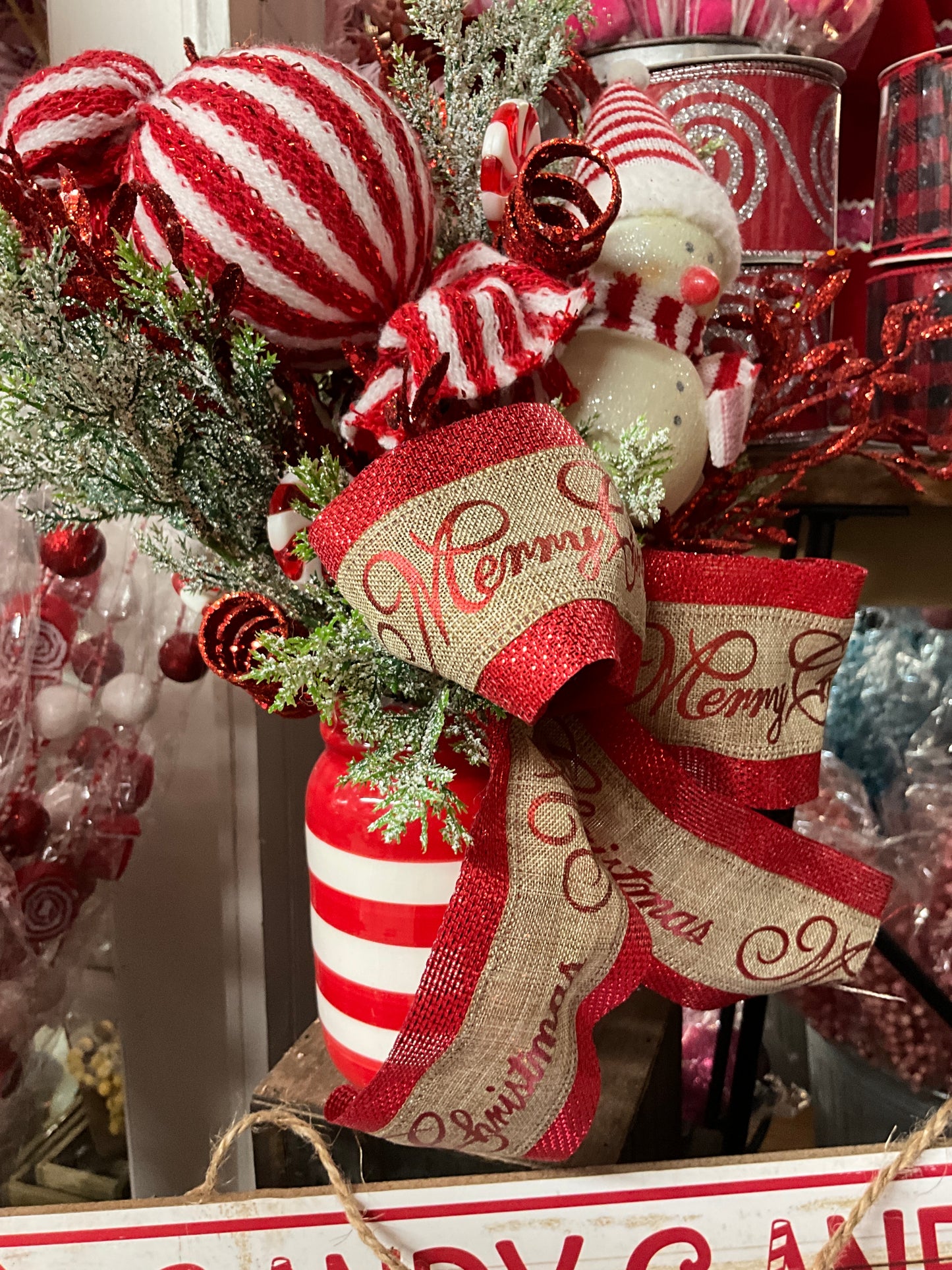 Christmas Arrangement In Ceramic Jar