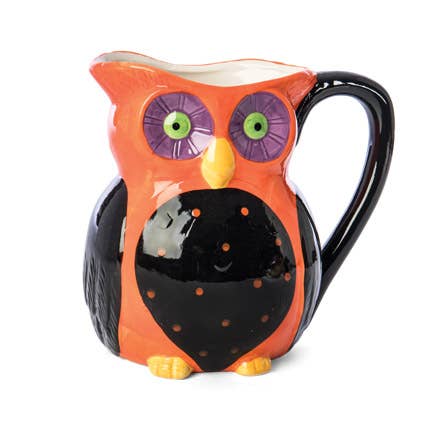 Halloween Dolomite Owl Pitcher Vase Decor
