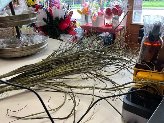 40” wrapped twig spray /green