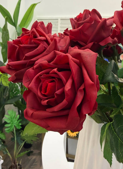 17"-Real Touch Artificial Ingrid Bergman garden Rose : Champagne