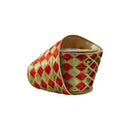 4" Wired Velvet Ribbon | Diamond Apple Green/Red/Gold Glitter | 5 Yard Roll