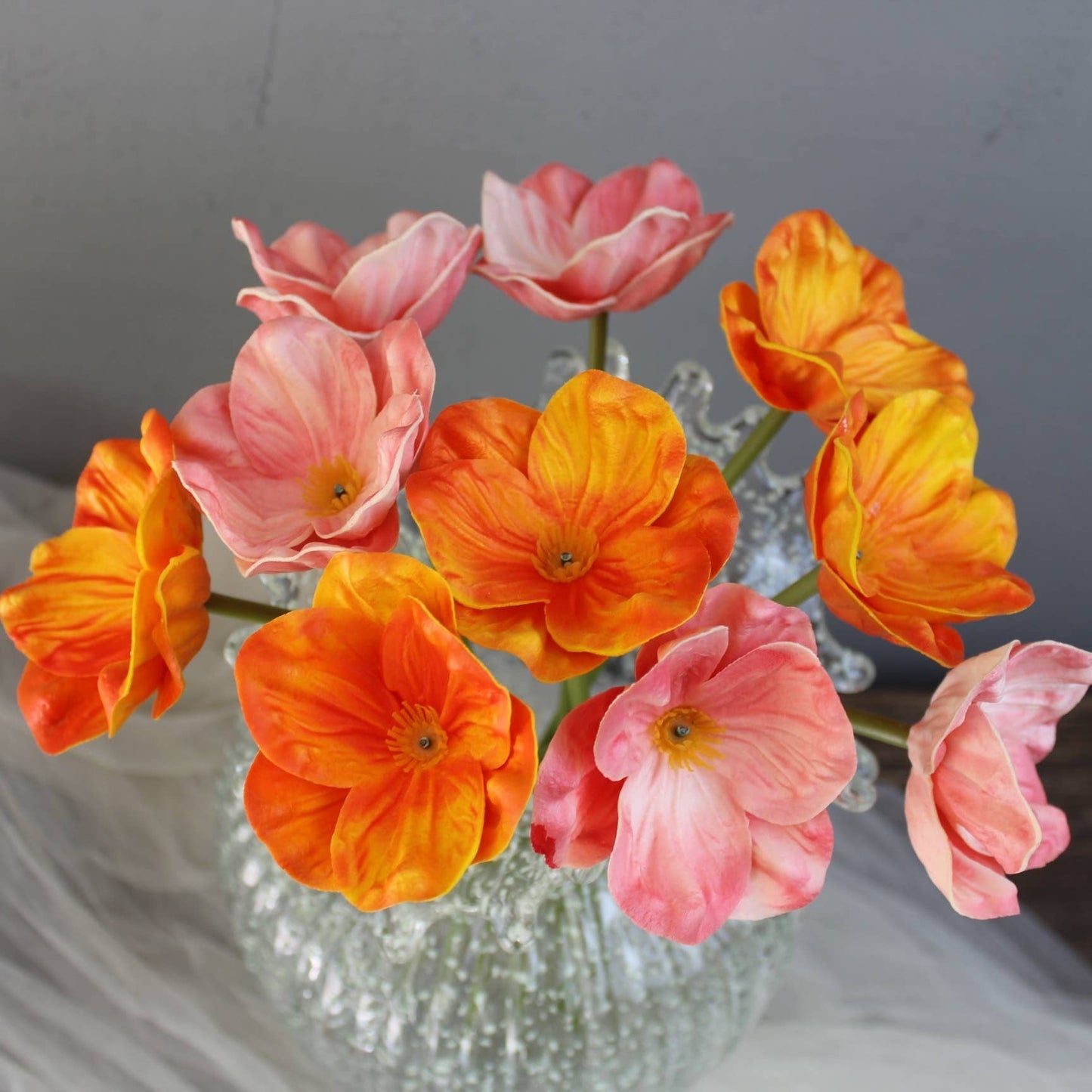 Artificial poppy flowers real touch faux flowers home decor: Yellow