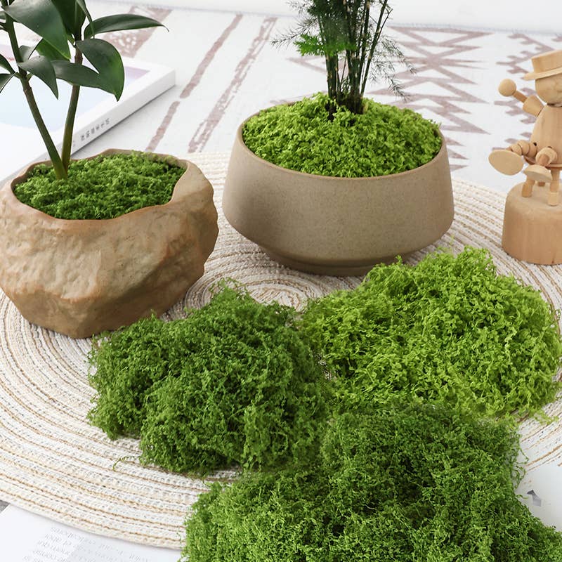 Artificial Thread Moss Rustic decoration Fake Moss grass: Light Green