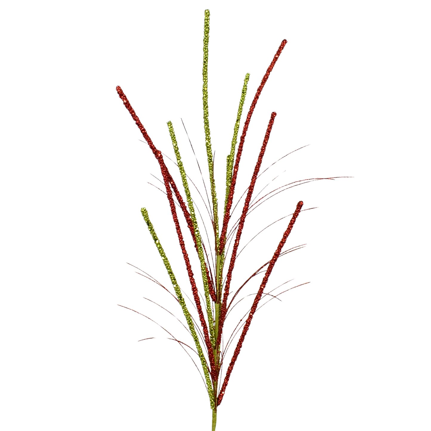 36'' Glittered Millet Grass Christmas Spray- Red/Apple