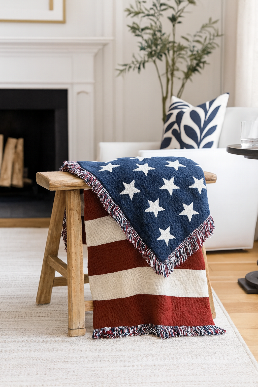 American Flag Tapesty Cotton Throw Blanket - 51"x71"