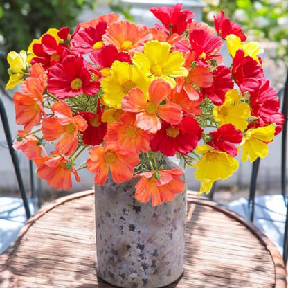 20" Real Touch Cosmos Flowers-vibrant lifelike colors: White with pink Trimmed