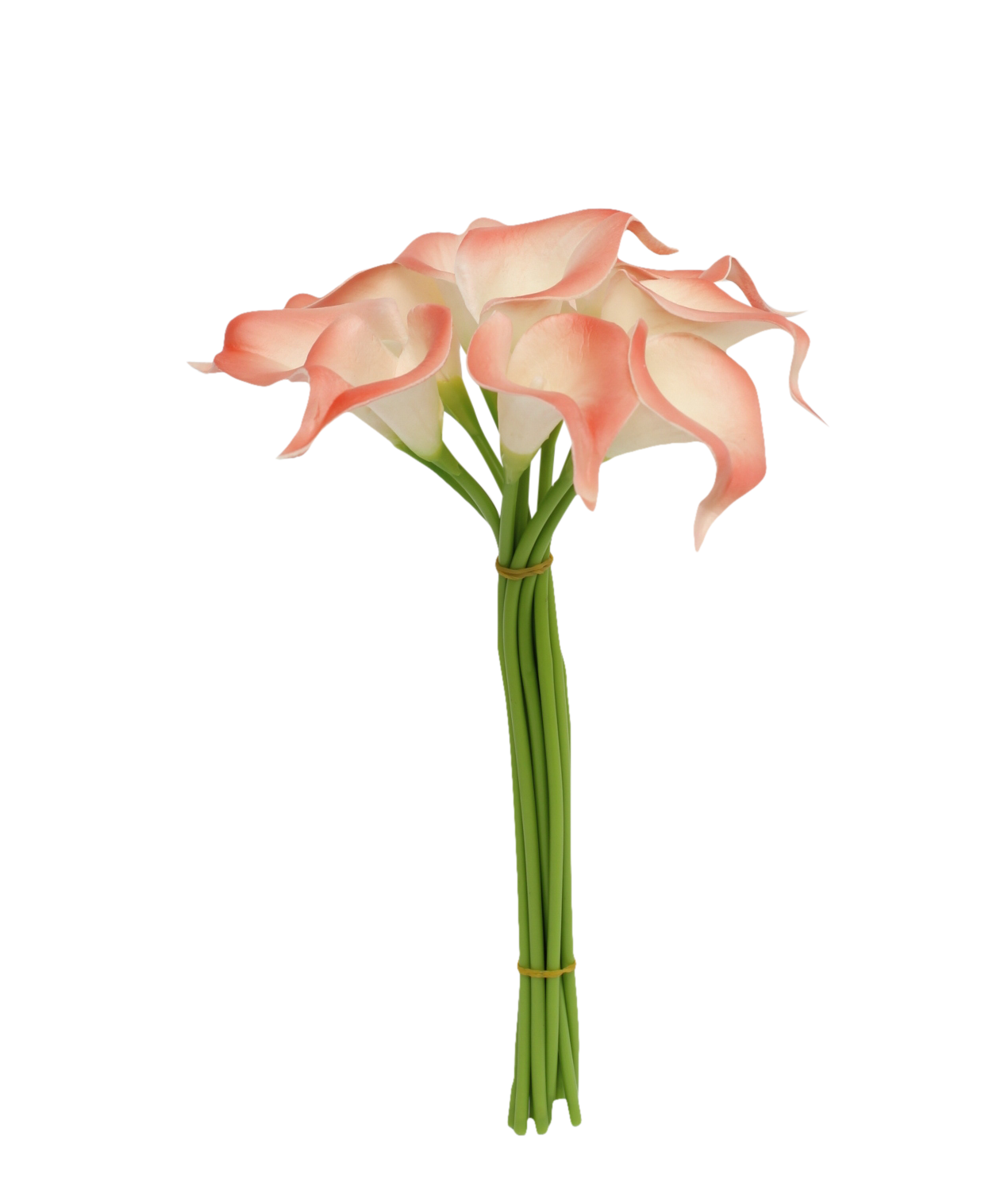 Pack of 10-Peach Coral Brown real touch 14inch calla lilies: Tangerine