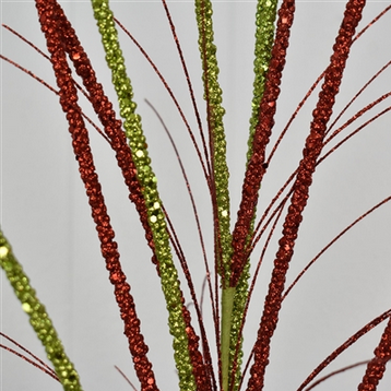 36'' Glittered Millet Grass Christmas Spray- Red/Apple
