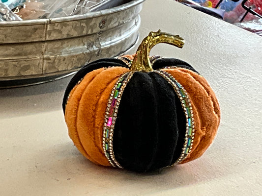 4” ￼ Velvet w/ jewels pumpkin ￼