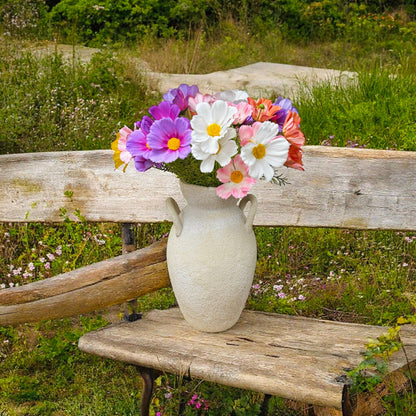 20" Real Touch Cosmos Flowers-vibrant lifelike colors: White with pink Trimmed