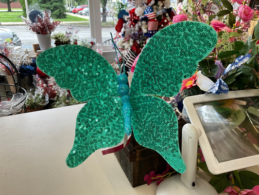 11” Sequin Butterfly Pick: Turquoise Blue