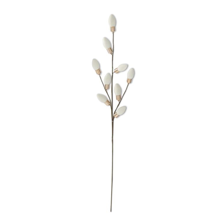 White Flocked Christmas Bulb Pick