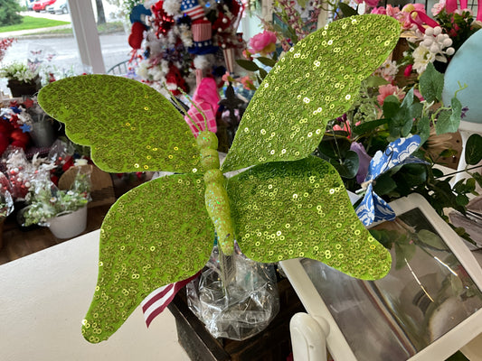 11” Sequin Butterfly Pick Green