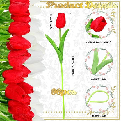 Real Touch Artificial Tulip Flower (Red & White)