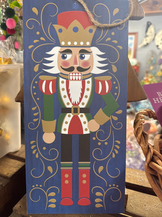12" Wooden Sign: Blue Nutcracker - CancreekDesigns