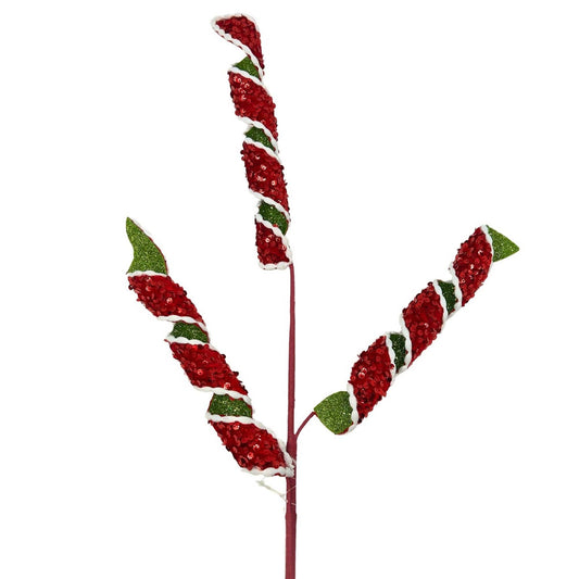 Santa's Sequin Twist Spray - Red/Green 32”