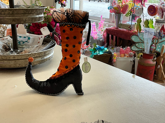 9”￼ witches boot/orange