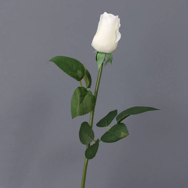 17" Ultra-Realistic Faux Rose Stem-Moisturized Coating: Natural White
