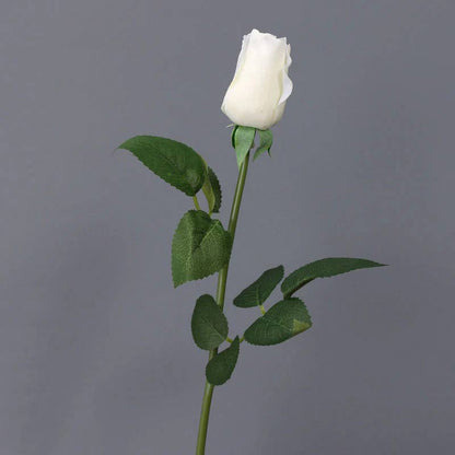 17" Ultra-Realistic Faux Rose Stem-Moisturized Coating: Natural White