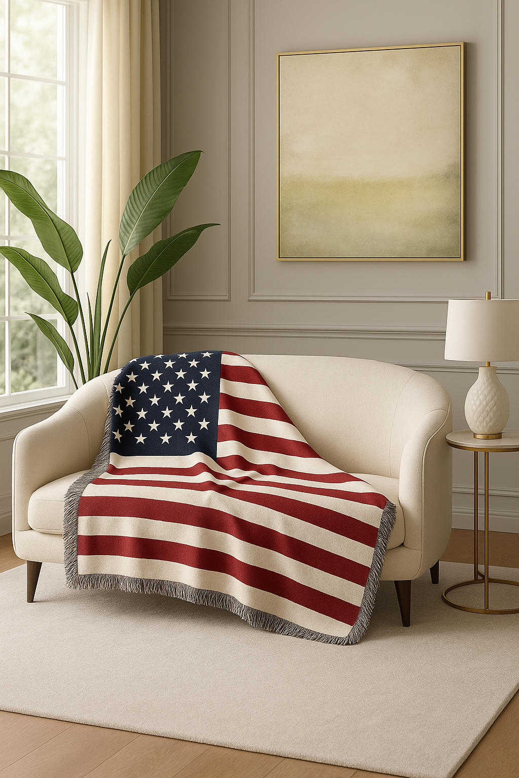 American Flag Tapesty Cotton Throw Blanket - 51"x71"