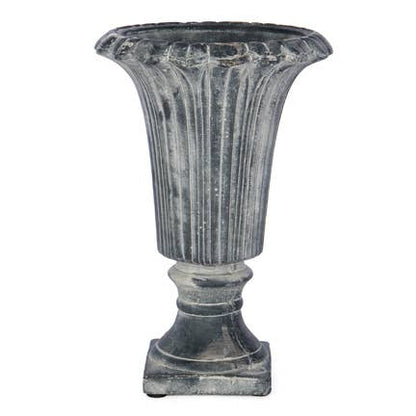Round Cement Fluted Urn 7"D