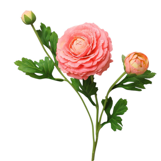 18"-Ultra Realistic Artificial Real Touch Ranunculus: Coral