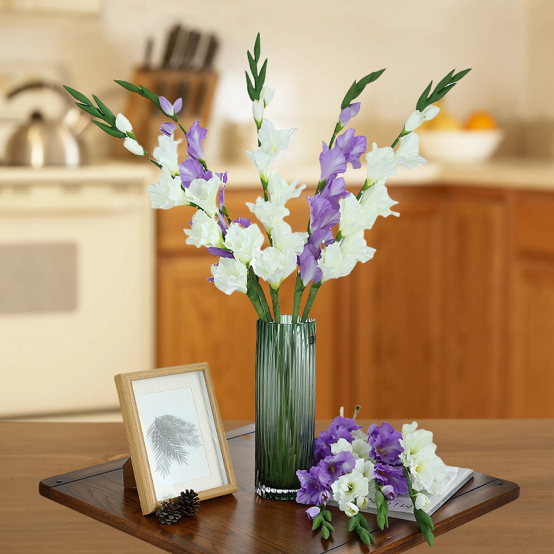 Real touch gladiolu flower purple white gladiolus long stem: Purple