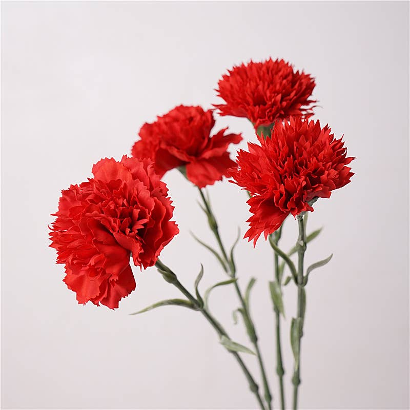 19,6" real touch Carnati flower, Silk faux flowers for Mom: Red