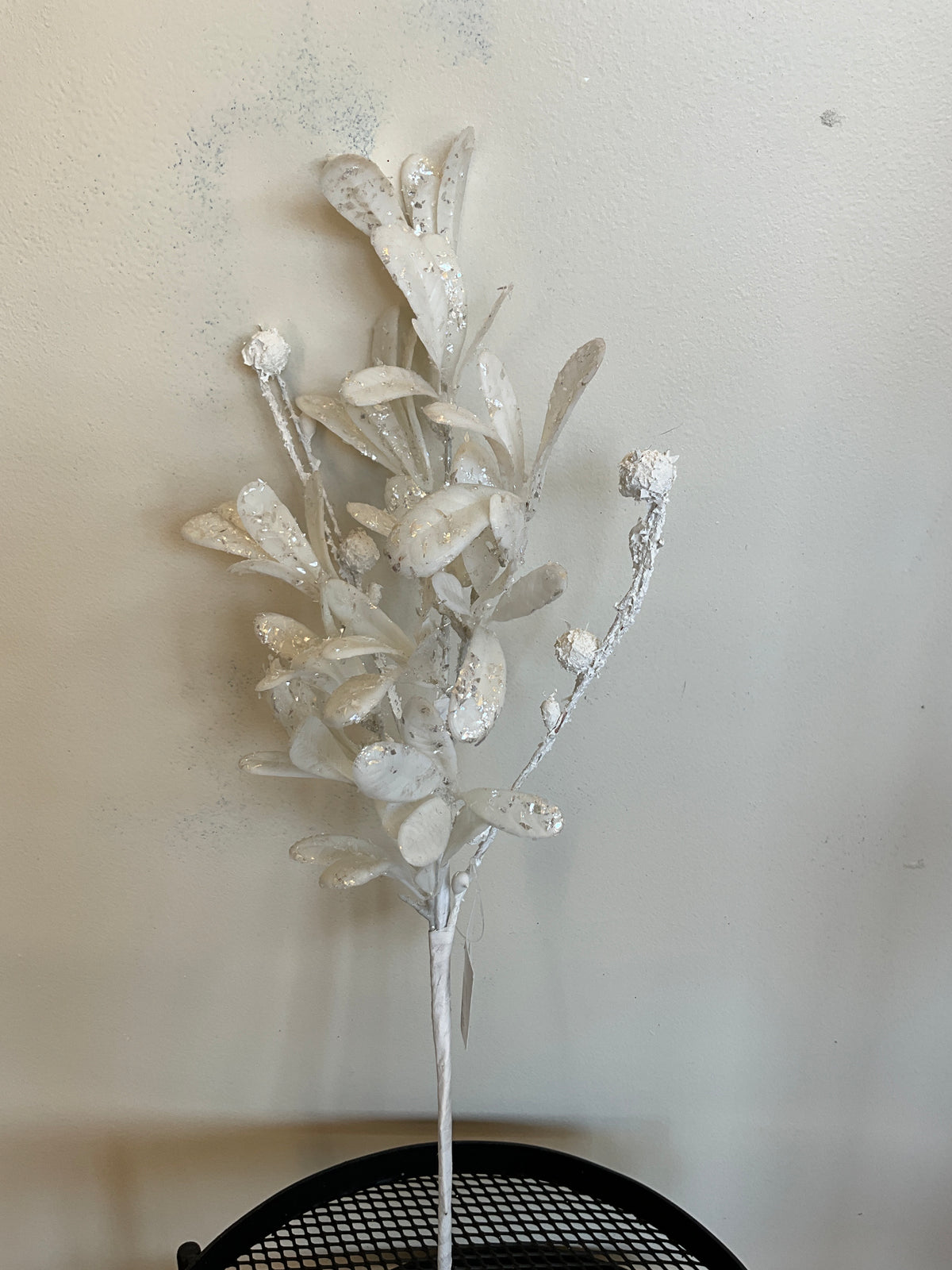 Icy Sparkle White Leaves with Snowberry-