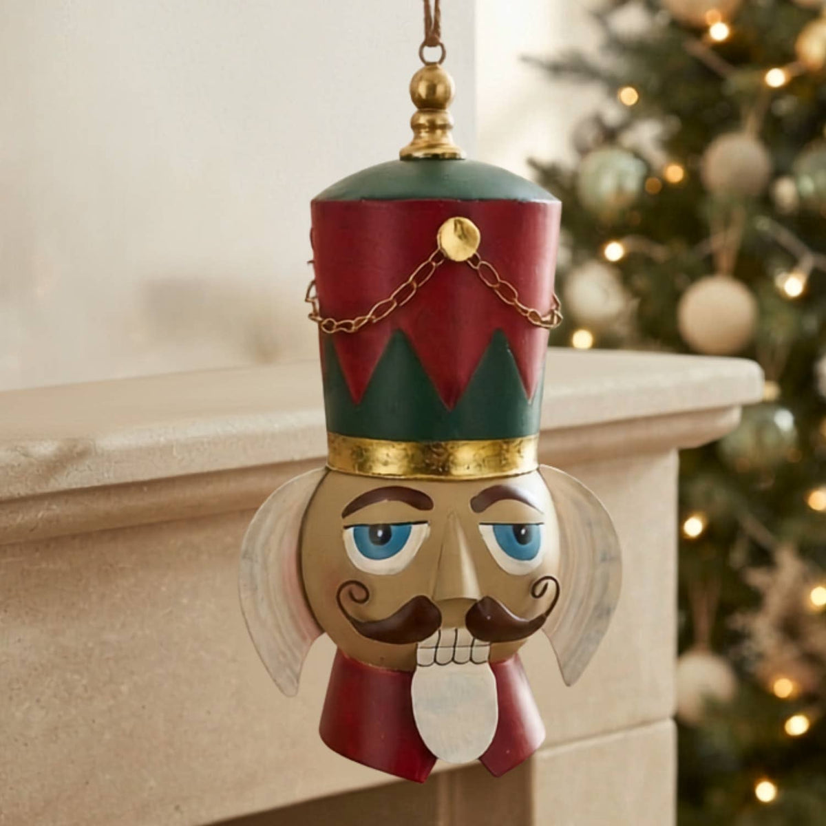 Regal Nutcracker Head Ornament Metal 20"