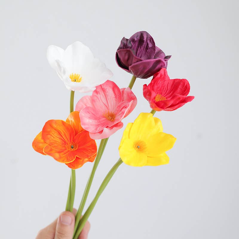 Artificial poppy flowers real touch faux flowers home decor: Yellow