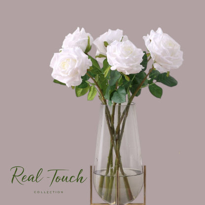 17"-Real Touch Artificial Ingrid Bergman garden Rose : Champagne
